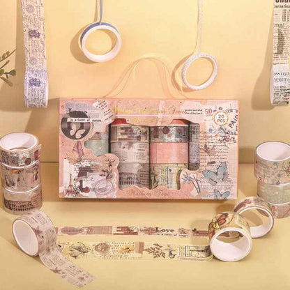 20rolls /Box Art Animals Flowers Washi Tape Set DIY Scrapbook Stickers, Style: Retro Journal Series