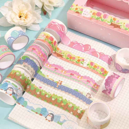 20rolls /Box Art Animals Flowers Washi Tape Set DIY Scrapbook Stickers, Style: Black and White Memory Series