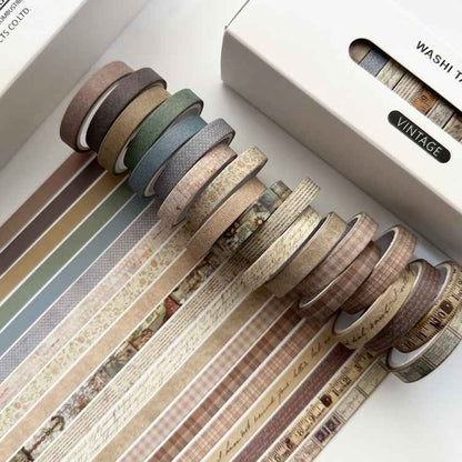 20rolls /Box 0.7cm x 3m Split Thin Washi Tape Set DIY Scrapbook Stickers(Vintage)