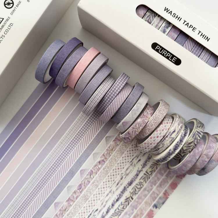 20rolls /Box 0.7cm x 3m Split Thin Washi Tape Set DIY Scrapbook Stickers(Purple)