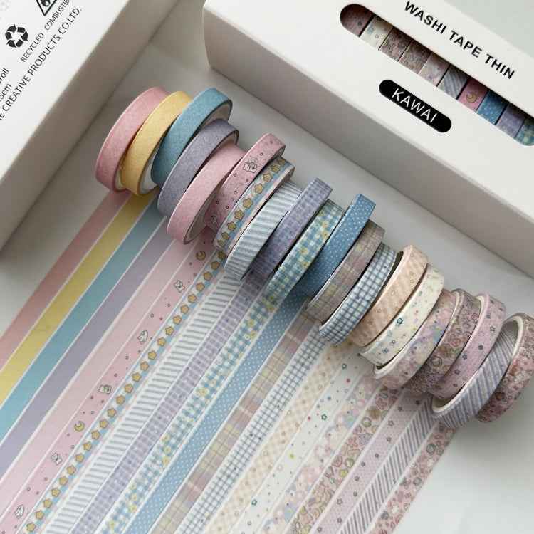 20rolls /Box 0.7cm x 3m Split Thin Washi Tape Set DIY Scrapbook Stickers(Kawai)