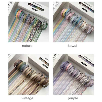 20rolls /Box 0.7cm x 3m Split Thin Washi Tape Set DIY Scrapbook Stickers(Vintage)