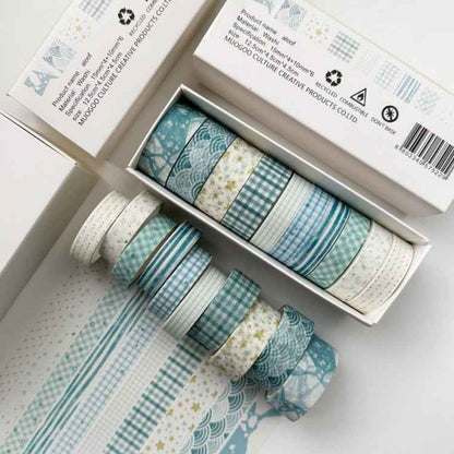 10rolls /Box Combined Washi Tape Set DIY Scrapbook Stickers 1.5cmx4+1cmx6(Aloof)