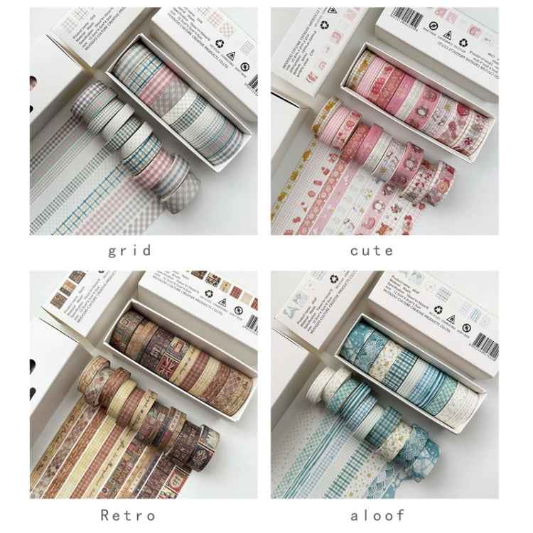 10rolls /Box Combined Washi Tape Set DIY Scrapbook Stickers 1.5cmx4+1cmx6(Aloof)