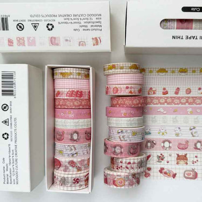 10rolls /Box Combined Washi Tape Set DIY Scrapbook Stickers 1.5cmx4+1cmx6(Retro)