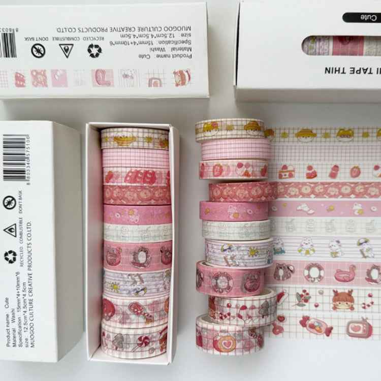 10rolls /Box Combined Washi Tape Set DIY Scrapbook Stickers 1.5cmx4+1cmx6(Grid)
