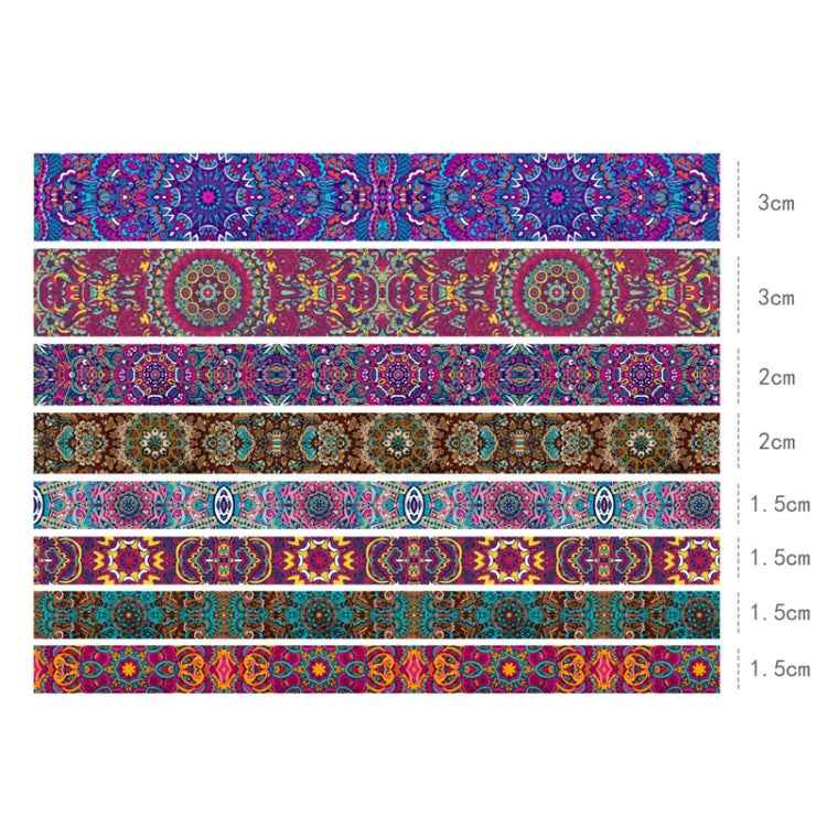 8rolls /Box  Ancient Style Transparent PET Tape Set for Journaling 3cm x 2+2cm x 2+1.5cm x 4(Decorative Floral)