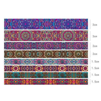 8rolls /Box  Ancient Style Transparent PET Tape Set for Journaling 3cm x 2+2cm x 2+1.5cm x 4(Decorative Floral)