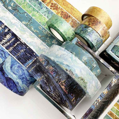 8rolls /Box  Ancient Style Transparent PET Tape Set for Journaling 3cm x 2+2cm x 2+1.5cm x 4(Flourishing Blossoms)