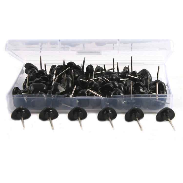 100pcs /Box 7.9x5.8x3cm Love Plastic Studs DIY Office School Colorful Pins(Black)