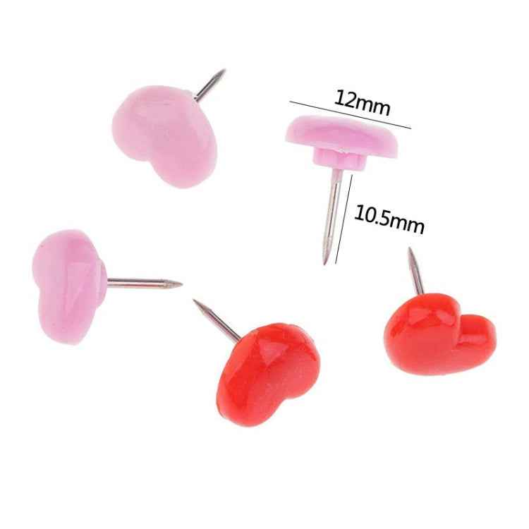 100pcs /Box 10.6x7.8x1.8cm Love Plastic Studs DIY Office School Colorful Pins(Pink)