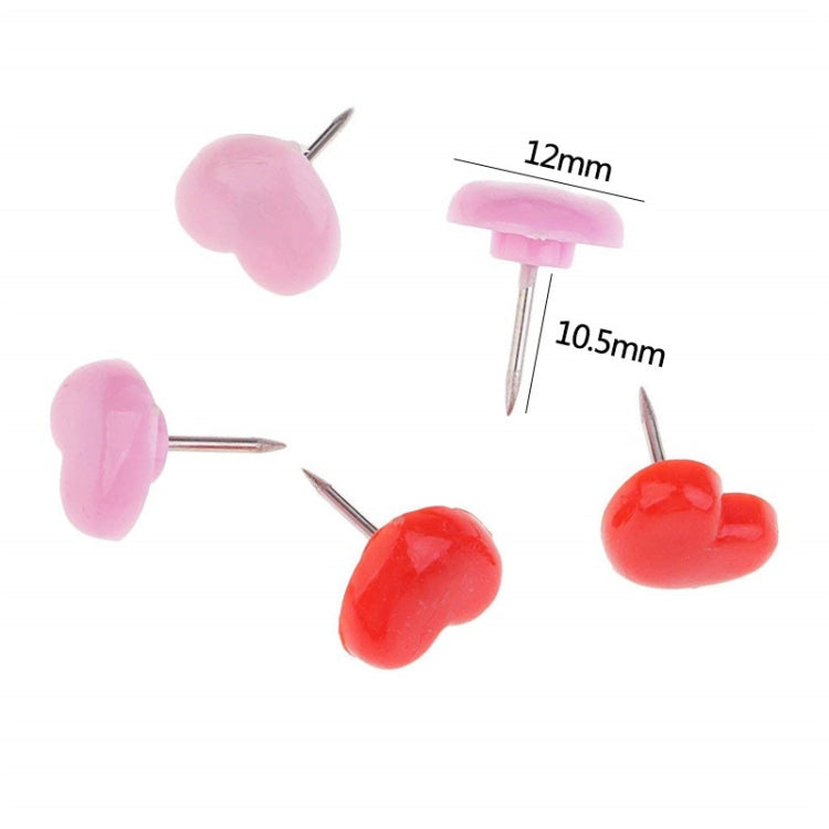 100pcs /Box 7.9x5.8x3cm Love Plastic Studs DIY Office School Colorful Pins(Pink)