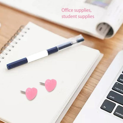 100pcs /Box 7.9x5.8x3cm Love Plastic Studs DIY Office School Colorful Pins(Pink)