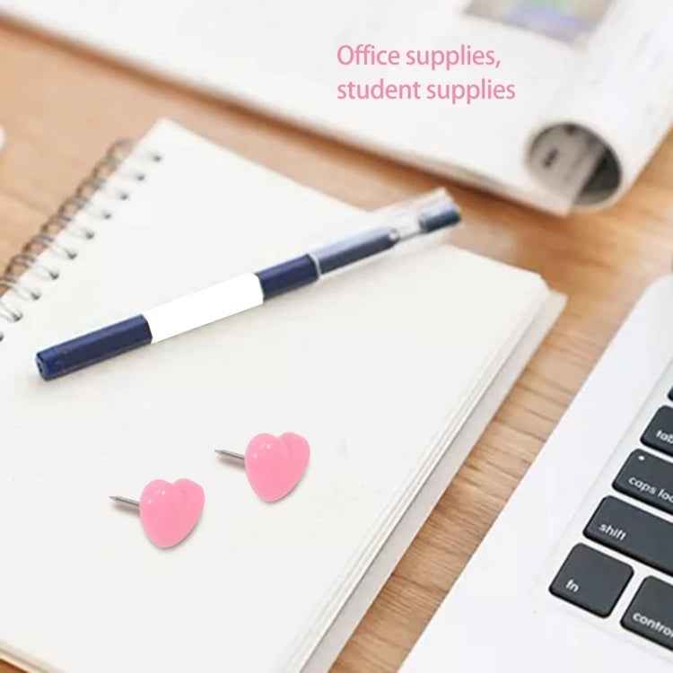 100pcs /Box 10.6x7.8x1.8cm Love Plastic Studs DIY Office School Colorful Pins(Transparent)