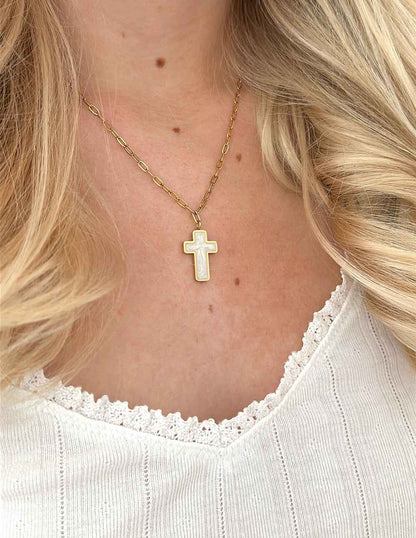White Enamel Cross Necklace
