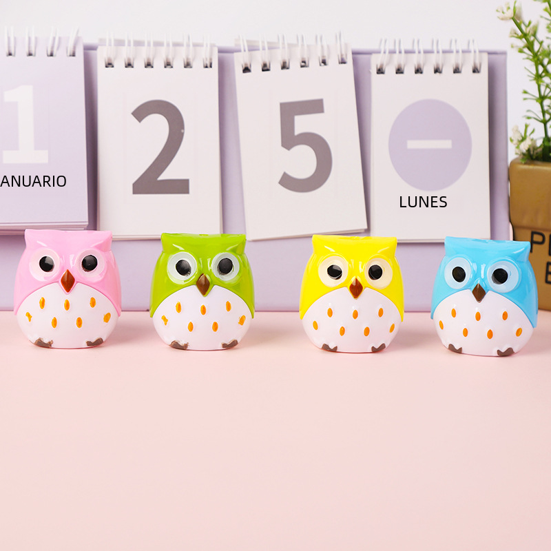 Cute Cartoon Owl Dual Hole Pencil Sharpener for Students