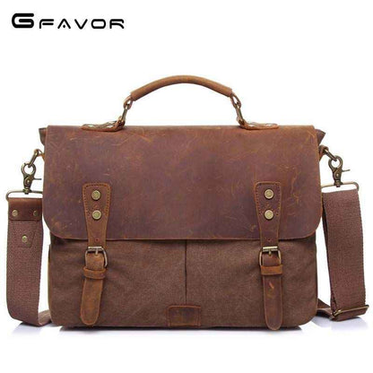 Retro Computer Briefcase Shoulder Bag with Lid