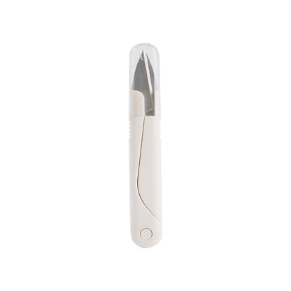1pc White Student Paper-cut Office Scissors with Springback