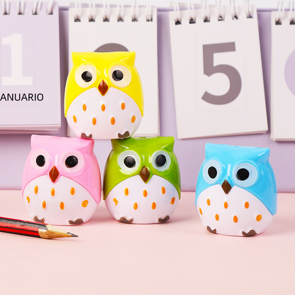 Cute Cartoon Owl Dual Hole Pencil Sharpener for Students