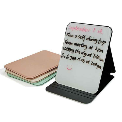 PU Case Glass Desktop Whiteboard - Portable Foldable Memo Board