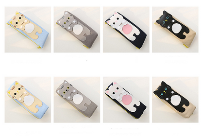 Cute Korean Cat Cartoon Canvas Pencil Case for Students