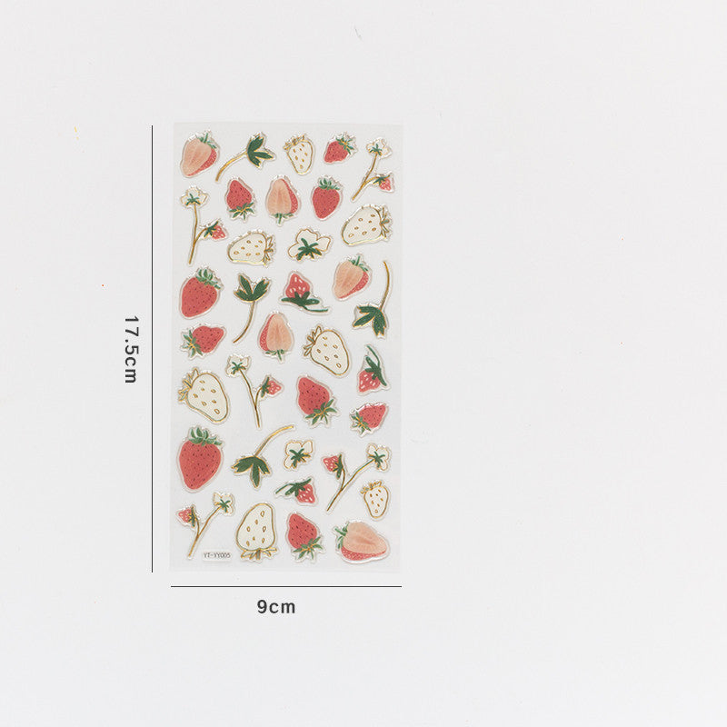 Cute Strawberry Gold Foil Stickers for DIY Decor
