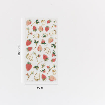 Cute Strawberry Gold Foil Stickers for DIY Decor