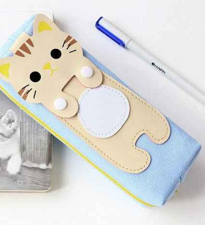 Cute Korean Cat Cartoon Canvas Pencil Case for Students