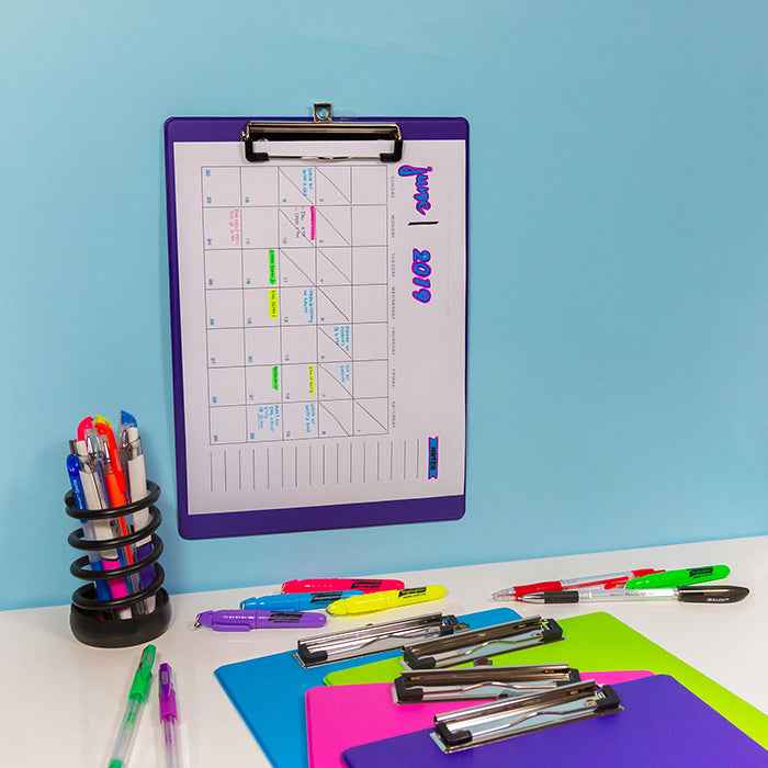 Bright Color PVC Standard Clipboard w/ Low Profile Clip - 1 Random Color