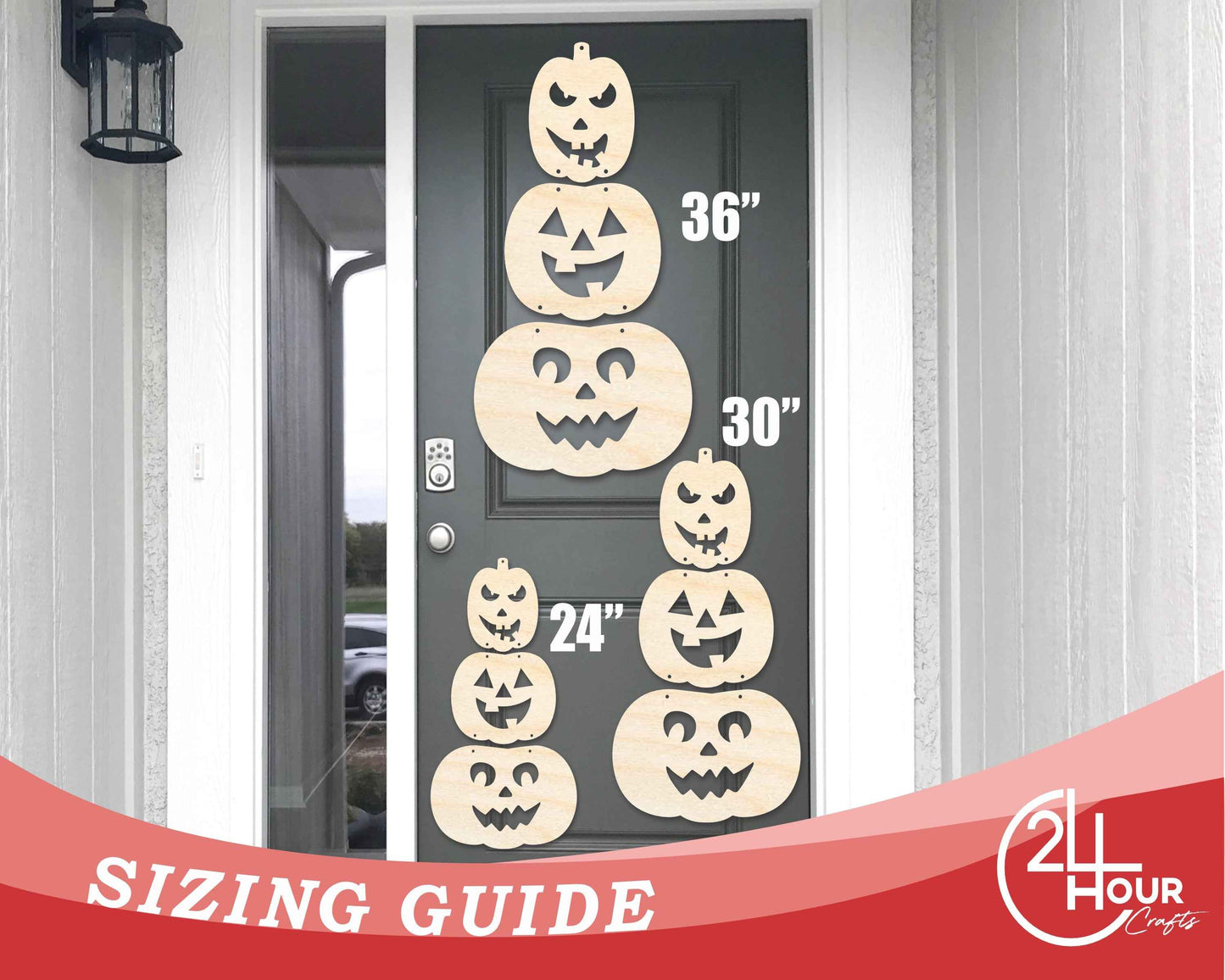 Unfinished Wood Hanging Stacked Pumpkins Door Sign | 3 Piece | DIY Craft Cutout | up to 46" DIY
