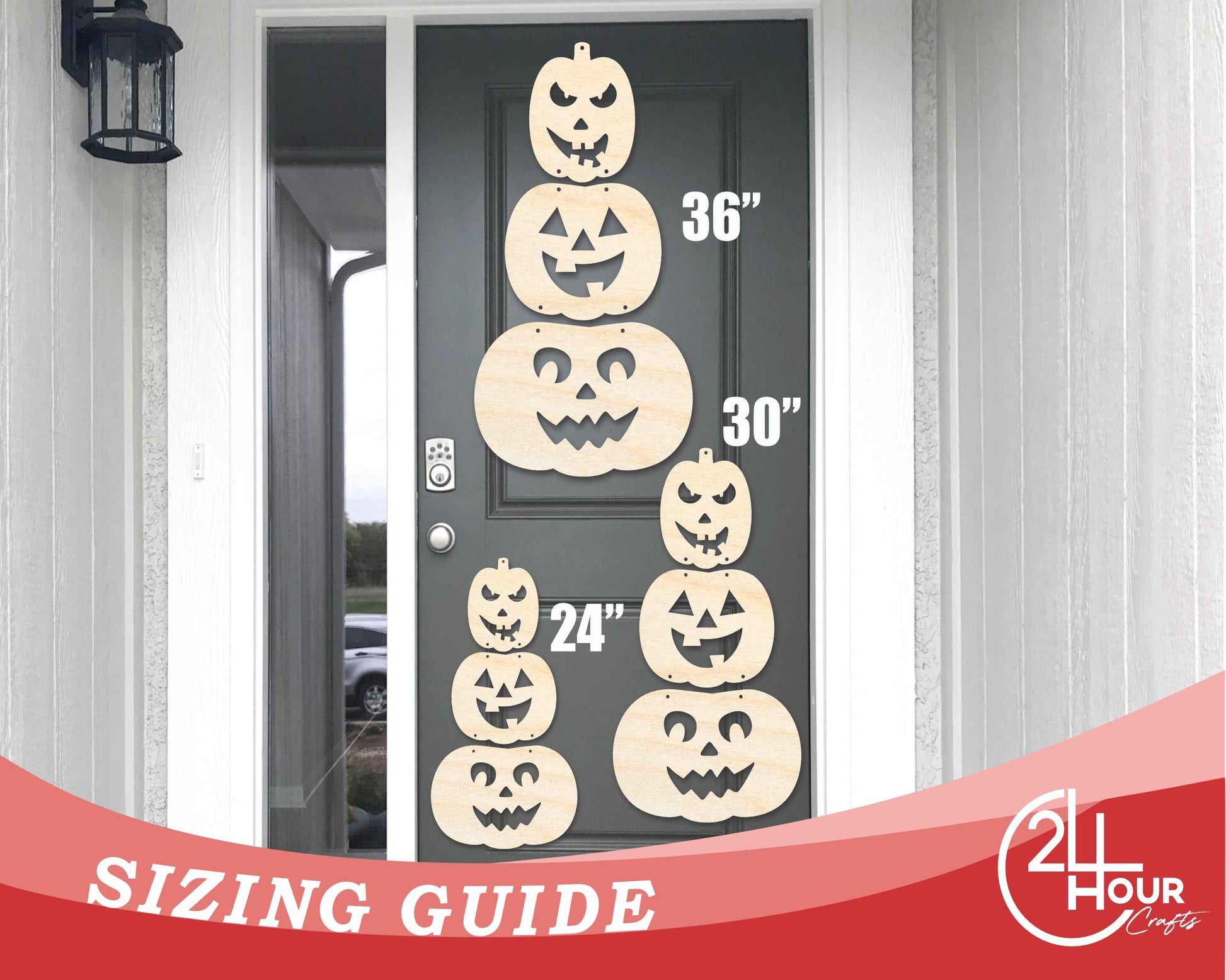 Unfinished Wood Hanging Stacked Pumpkins Door Sign | 3 Piece | DIY Craft Cutout | up to 46" DIY