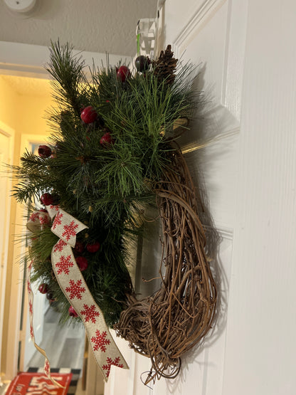 Rustic Winter Pine & Berry Grapevine Wreath