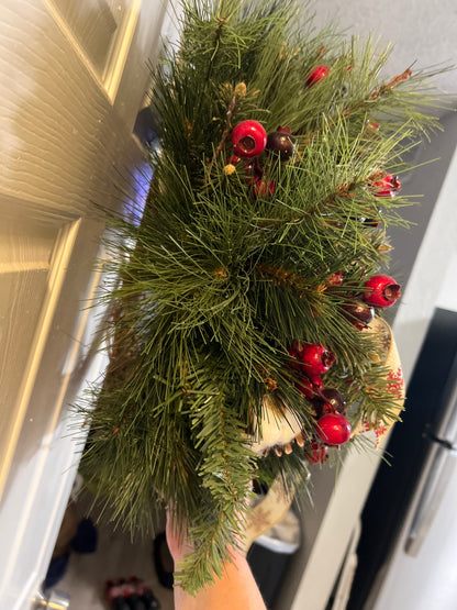 Rustic Winter Pine & Berry Grapevine Wreath