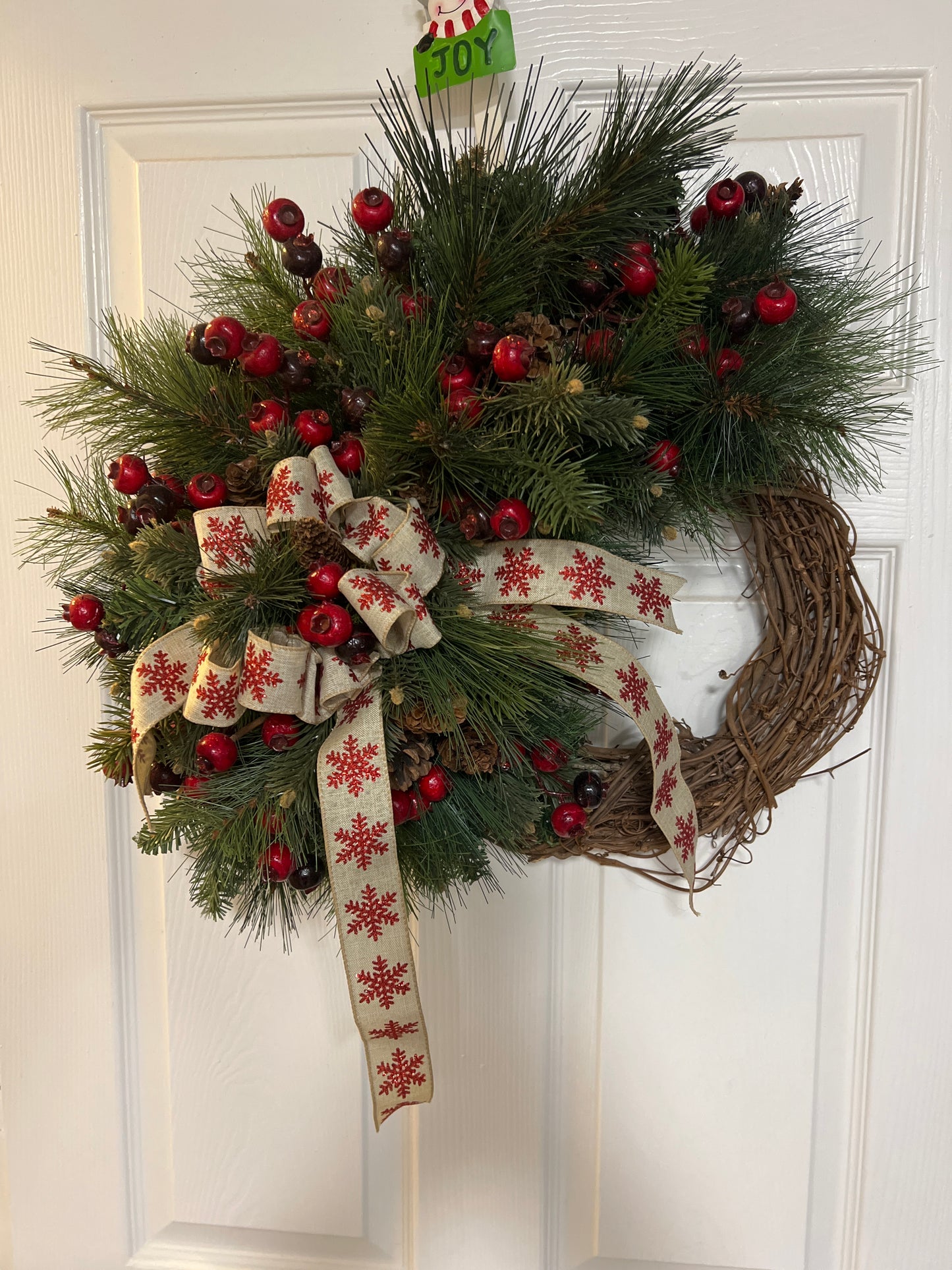 Rustic Winter Pine & Berry Grapevine Wreath