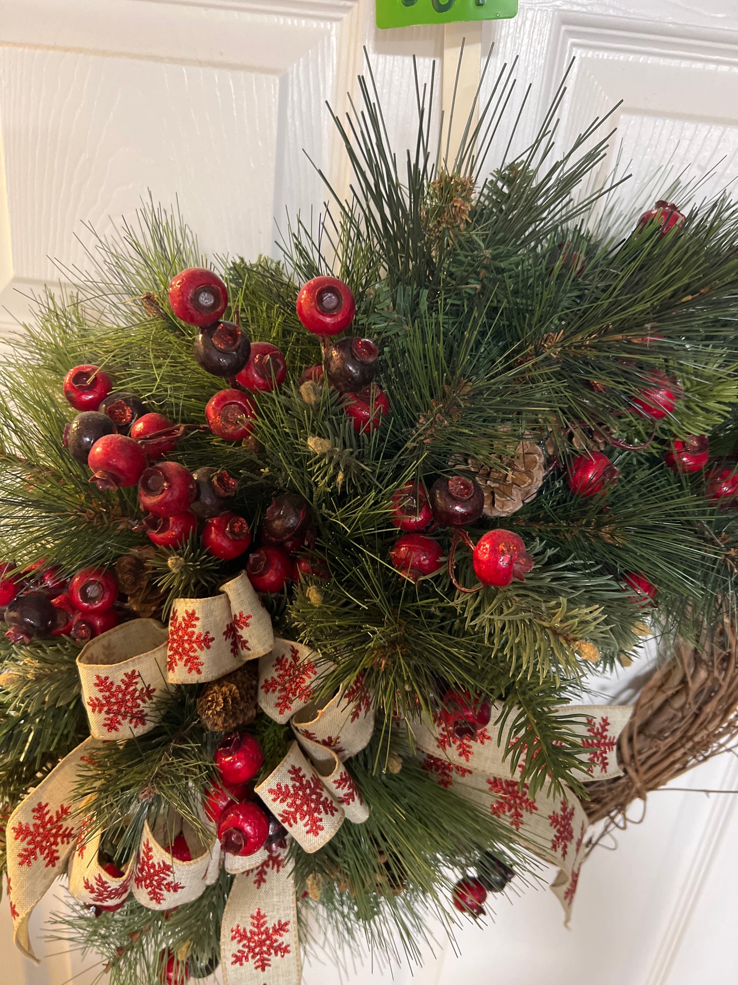 Rustic Winter Pine & Berry Grapevine Wreath