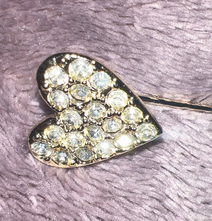 Vintage Swarovski Pave Crystal Heart Stick Pin