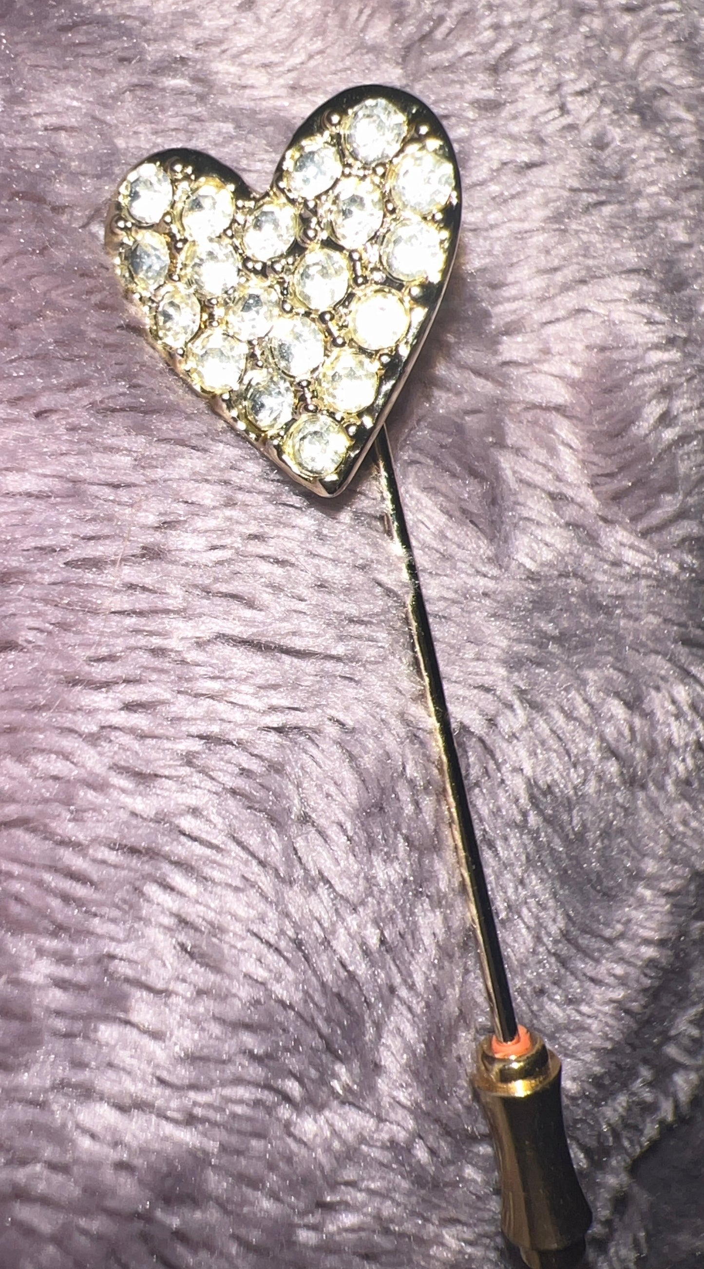 Vintage Swarovski Pave Crystal Heart Stick Pin