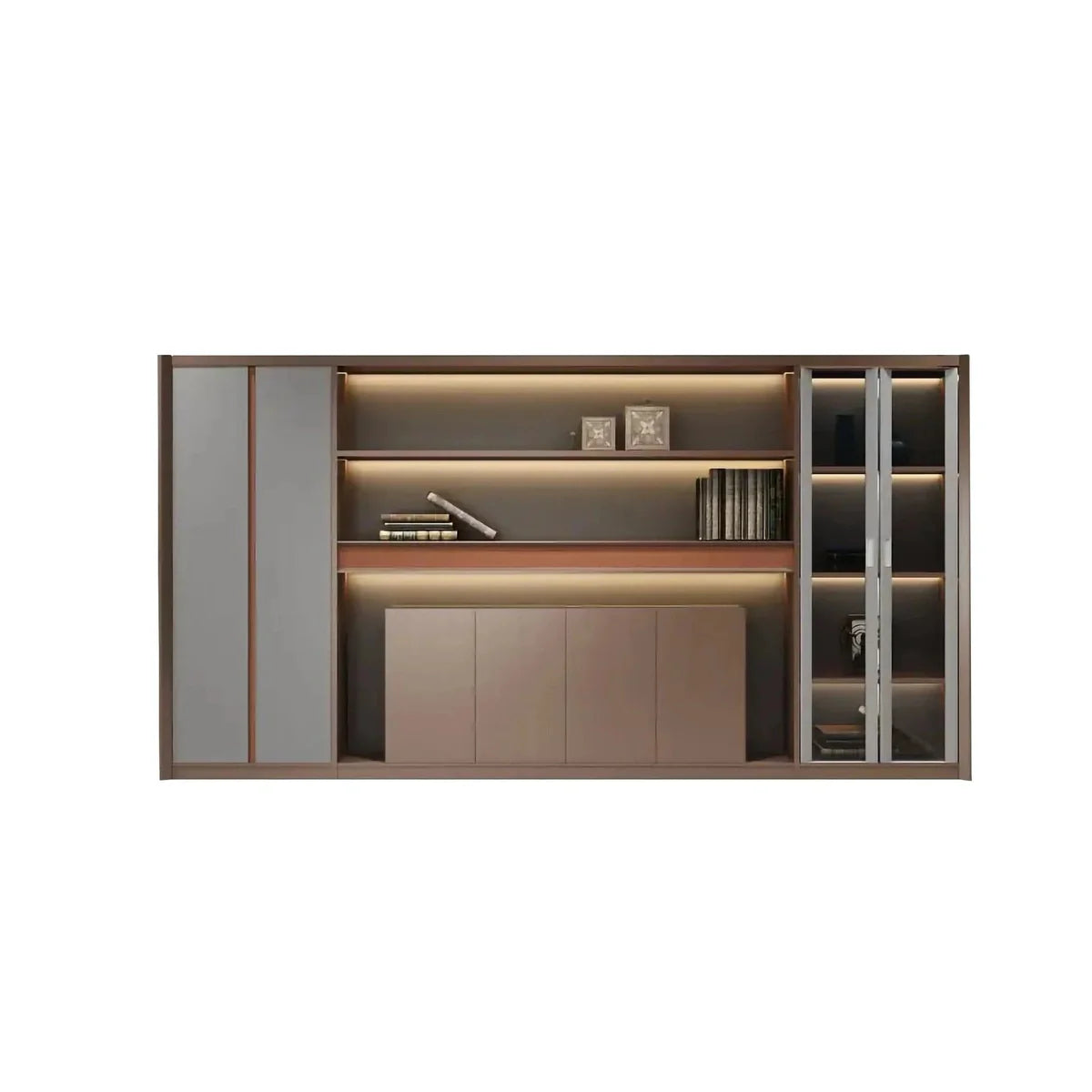 Kaelios · Office Shelves w/ Lighting & Storage