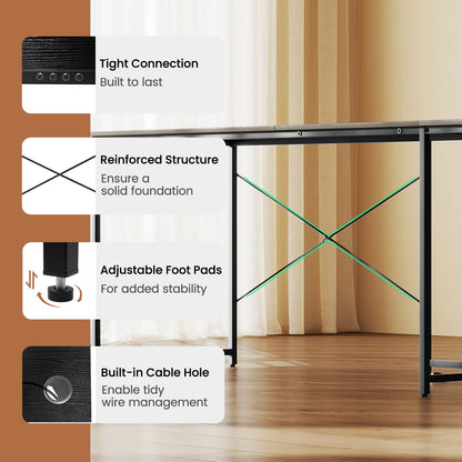 95 Inch 2-Person L-Shaped Long Reversible Computer Desk with Monitor Stand-Black