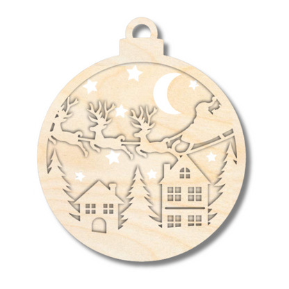 Unfinished Wood Layered Circle Christmas Ornaments | 2 or 3 Piece | 5" Tall | 1/8" Wood | Wood Craft DIY