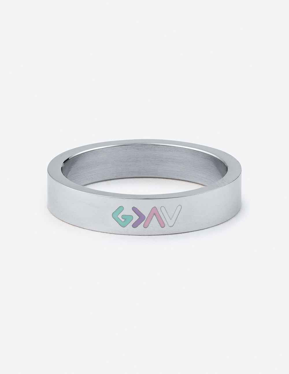 Silver Enamel Highs and Lows Ring