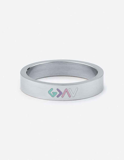 Silver Enamel Highs and Lows Ring